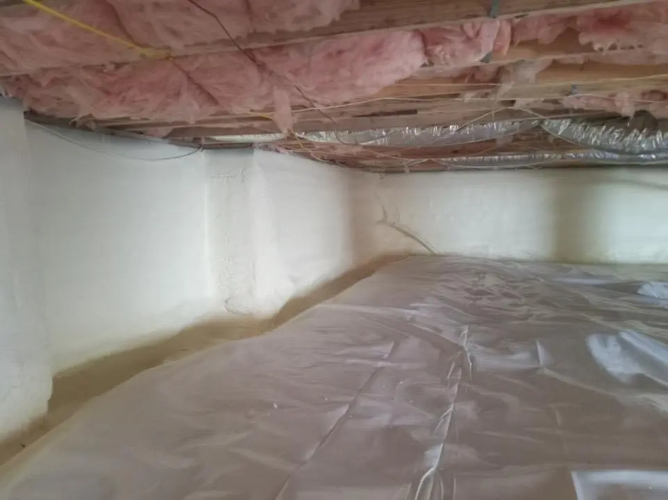 Crawl space encapsulation with closed-cell spray foam for Commercial Roof Restoration in James Island
